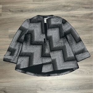 Joseph Ribkoff 8 Blazer Jacket Silver Black Button Cuffed Geometric Asymmetrical